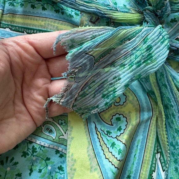 Women's Vintage Elie Tahari Elegant Green Paisley Spring Easter Skirt Size 2 - Picture 3 of 6